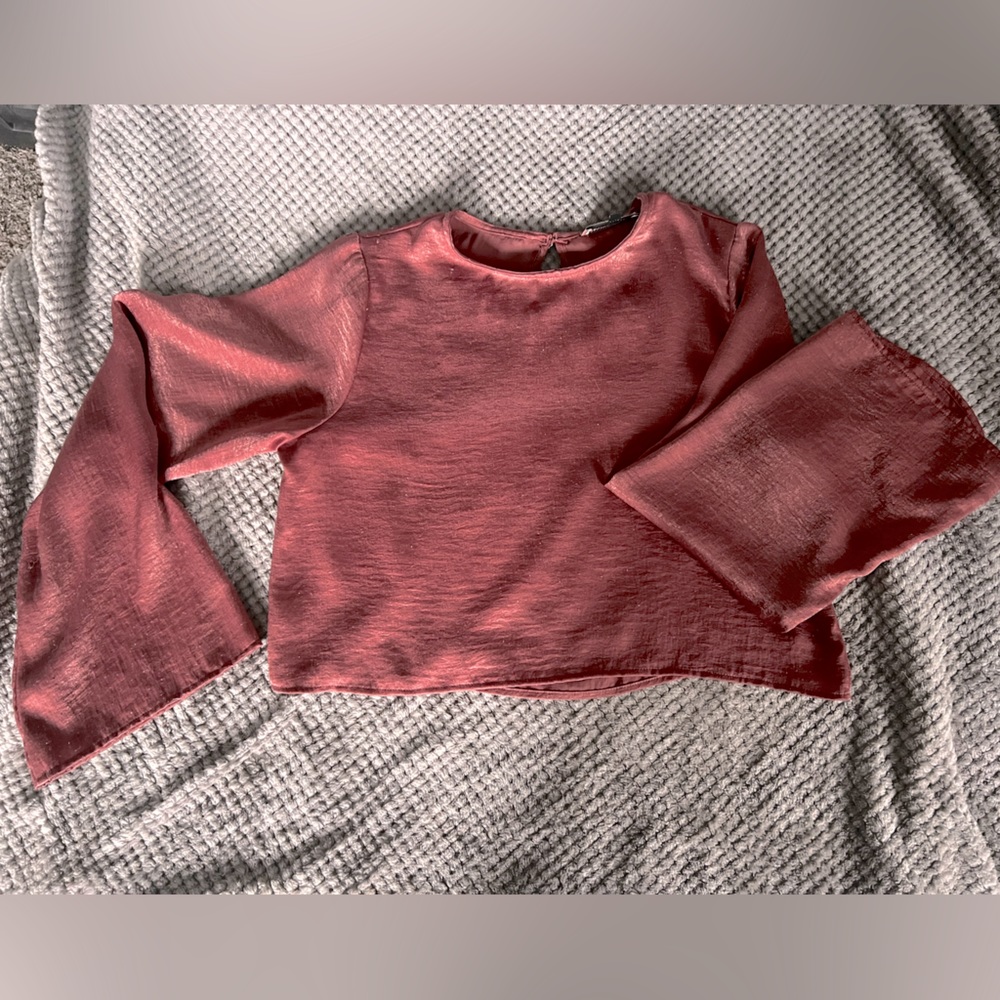 Altar'd State Deep Pink Boho Bell Sleeve Top